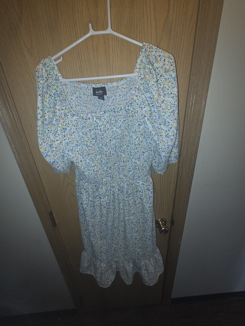 By By Baby Light Floral Puff Sleeve Midi Dress - multi Size 20 1/2 EUC